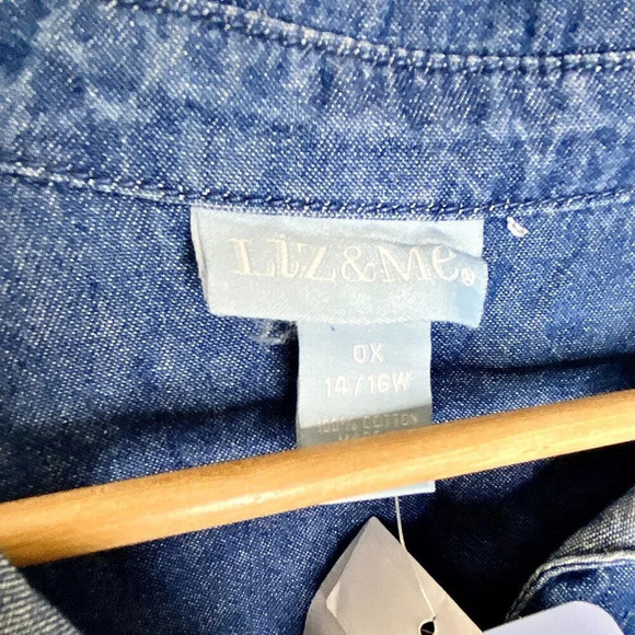 NWT Liz & Me Embellished Chambray Button Down Denim 0X 14/16 Red Hearts Cowgirl - Picture 12 of 14